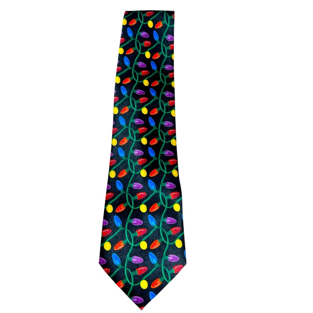 Christmas Lights Tie Holiday Neckties Mens Neck Tie Festive